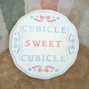 Vintage 90s Cubicle Sweet Cubicle Wall Hanging Hand Painted Office Cottagecore